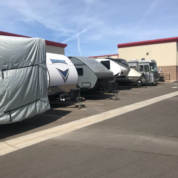 RVs parked at StorQuest Self Storage in Santa Maria, California