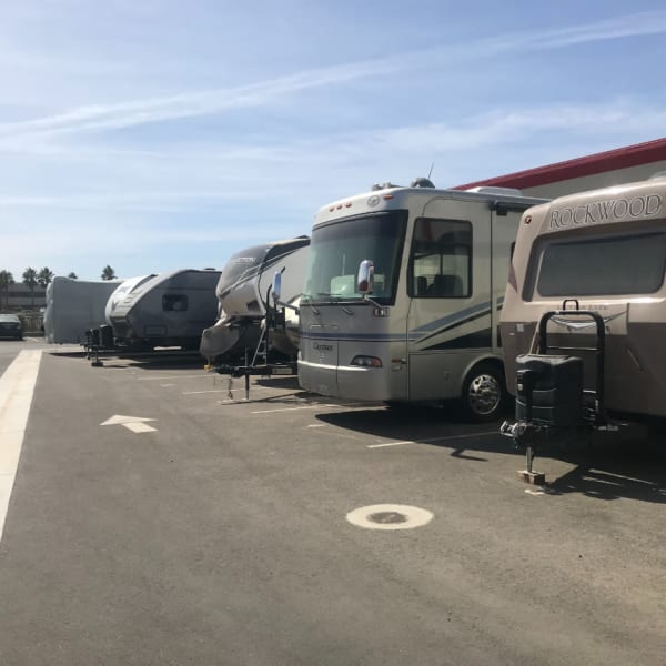 RVs parked at StorQuest Self Storage in Santa Maria, California
