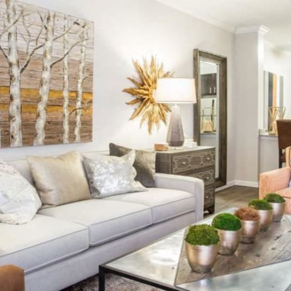 A furnished apartment living room at Arrington Ridge in Round Rock, Texas