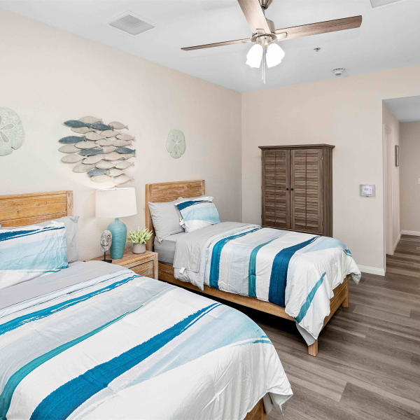 Resident bedroom at Pacifica Senior Living Vista in Vista, California