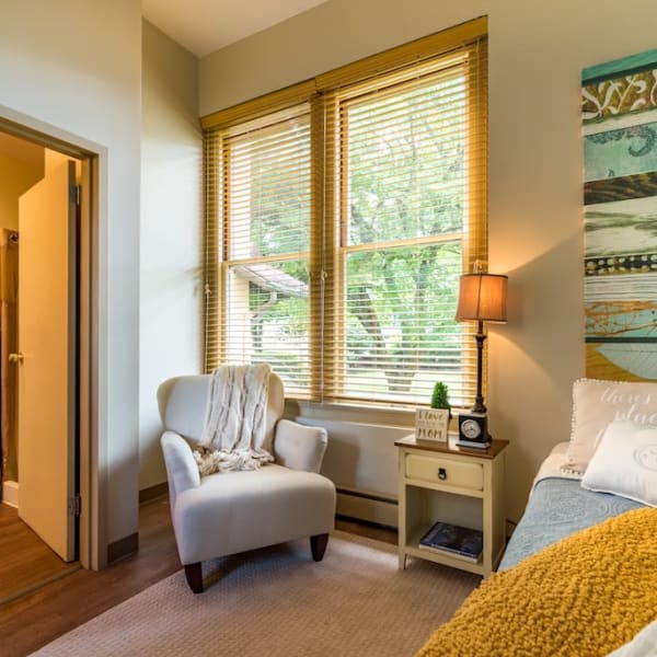 Resident bedroom at St. Andrews Memory Care in Portland, Oregon