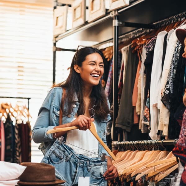 A resident shopping near Avenues at Shadow Creek Ranch in Pearland, Texas