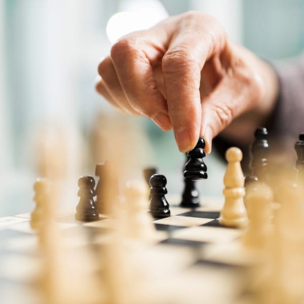 Playing chess at The Woodmark at Daytona Beach in Daytona Beach, Florida. 