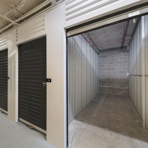 The inside of a climate controlled storage unit at StorQuest Economy Self Storage in Dallas, Texas