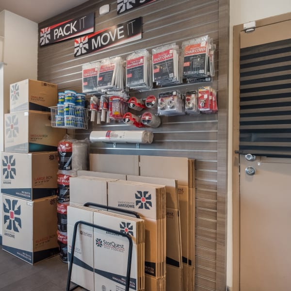Boxes and moving supplies available at StorQuest Self Storage in Los Angeles, California