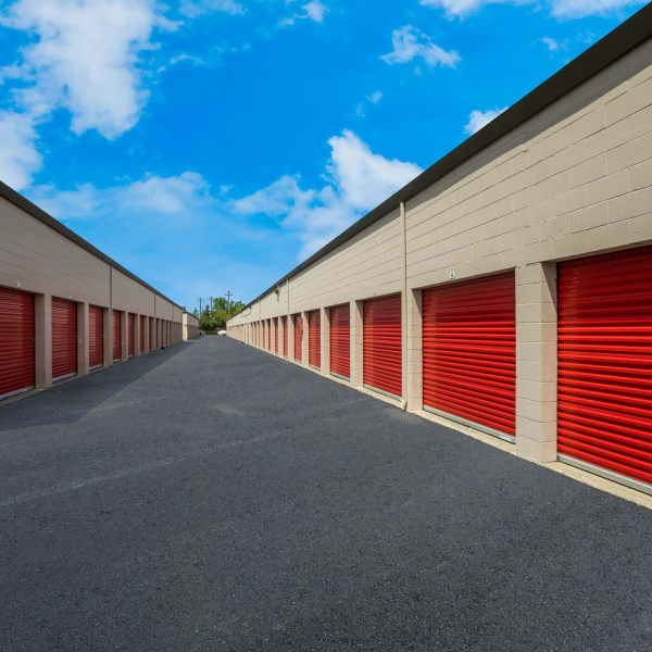 Exterior storage units at StorQuest Express Self Service Storage in Sacramento, California