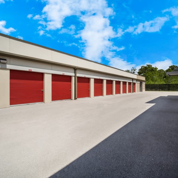 Well-lit, drive-up storage units at StorQuest Self Storage in Ave Maria, Florida