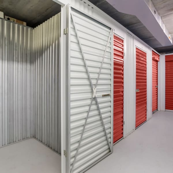 Interior self storage units at StorQuest Self Storage in Tampa, Florida