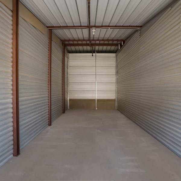 Interior of a storage unit at StorQuest Self Storage in Rancho Cucamonga, California