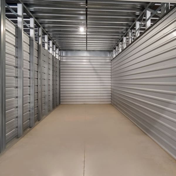 Inside a large climate controlled unit at StorQuest Self Storage in Naples, Florida