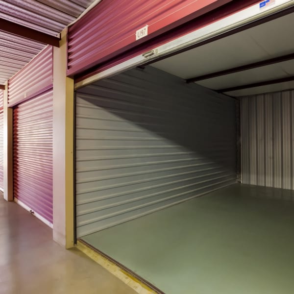 Large open indoor storage units at StorQuest Self Storage in Tampa, Florida