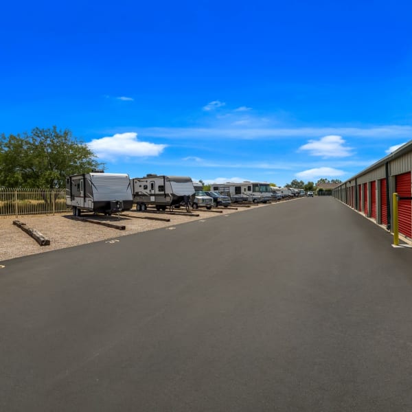 RVs parked at StorQuest Self Storage in Tucson, Arizona