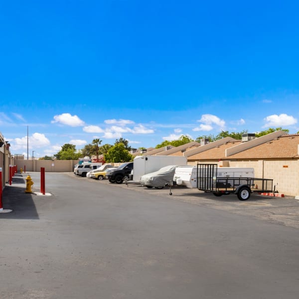 RV and boat parking spaces at StorQuest Self Storage in Glendale, Arizona