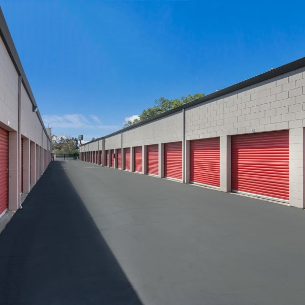 Outdoor storage units at StorQuest Express Self Service Storage in Sacramento, California