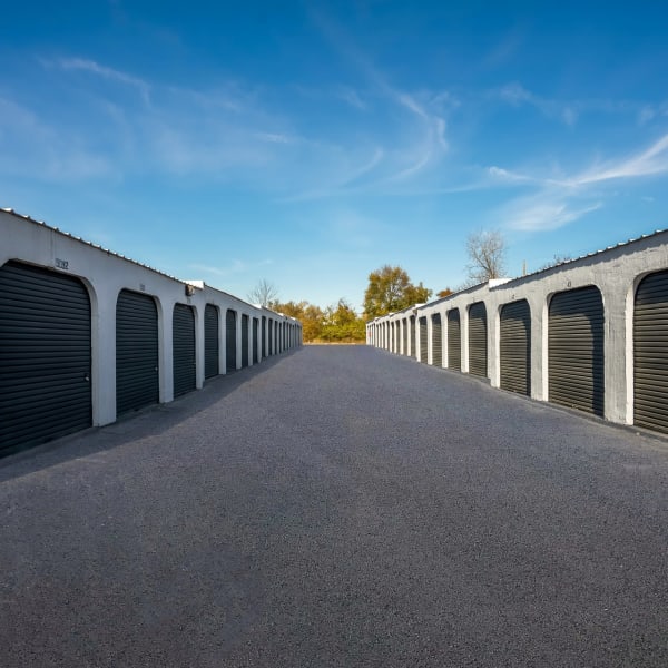 Outdoor storage units at StorQuest Economy Self Storage in Trotwood, Ohio