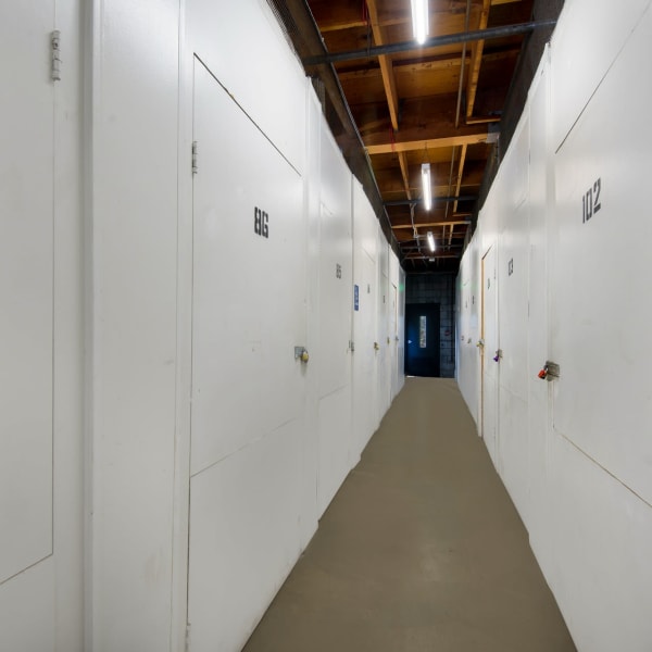 Lockers and storage units at StorQuest Self Storage in Los Angeles, California