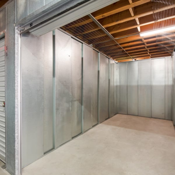 Inside a large climate-controlled unit at StorQuest Self Storage in Westlake Village, California