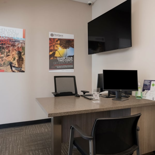 Inside the leasing office at StorQuest Express Self Service Storage in Sonora, California