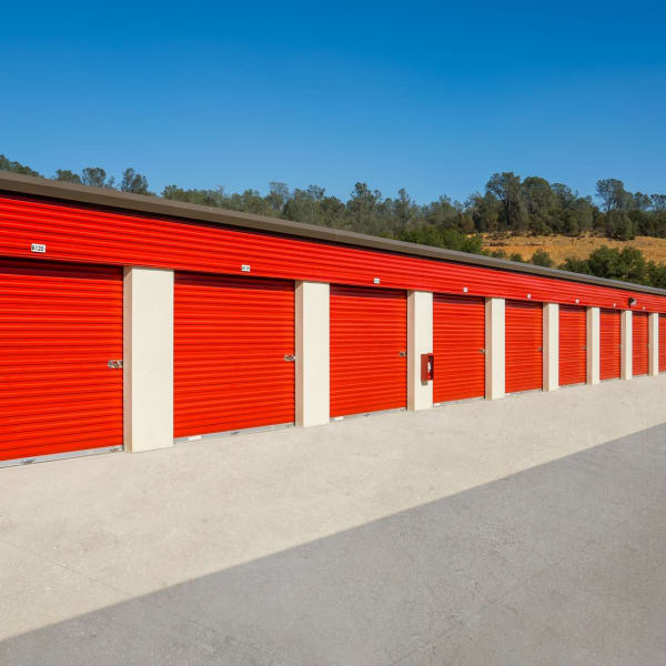 Outdoor storage units at StorQuest Express Self Service Storage in Copperopolis, California