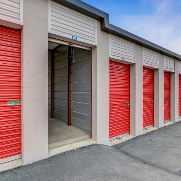 Storage units with drive-up access at StorQuest Self Storage in Pomona, California