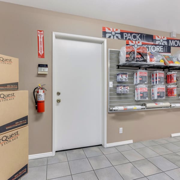 Packing supplies available in the leasing office at StorQuest Self Storage in Pomona, California