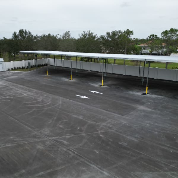Covered RV, boat, and auto storage at StorQuest Self Storage in Parrish, Florida