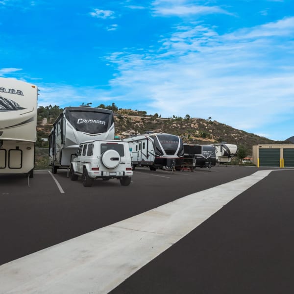 RV, Boat, and Auto parking at StorQuest Self Storage in Jamul, California