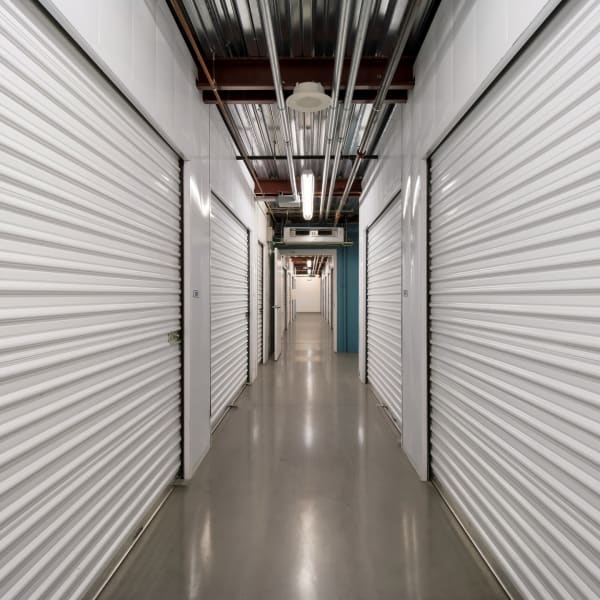 Indoor storage units at StorQuest Self Storage in Woodland Hills, California