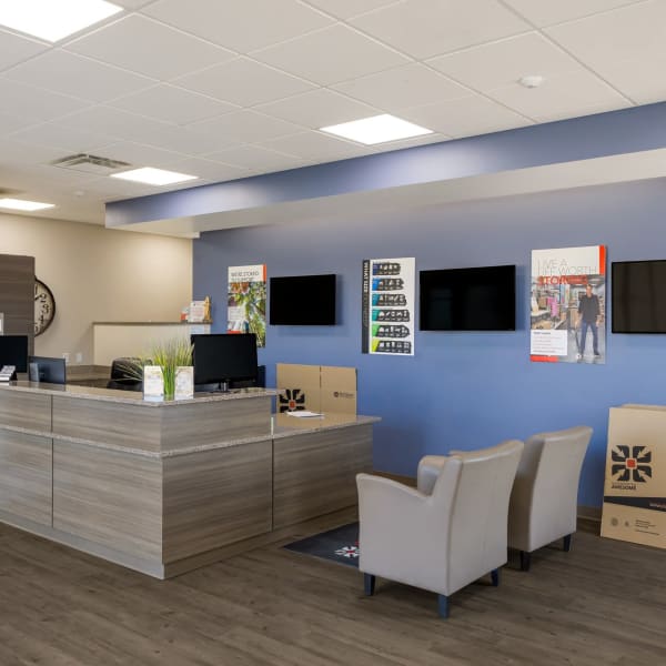 Inside the leasing office at StorQuest Self Storage in Littleton, Colorado