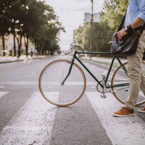 Resident biking near Piedmont in Oakland, California