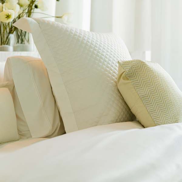 Bedroom of a model apartment at The Prelude in White Plains, New York