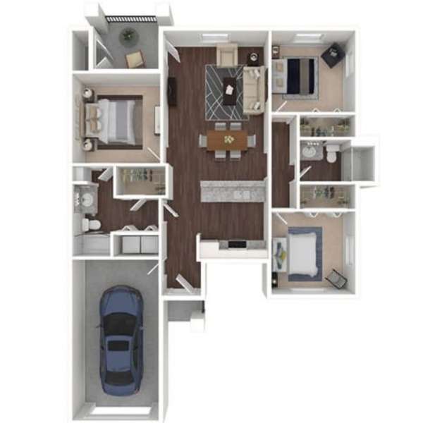 3 bedroom floor plan at The Spring at Silverton in Fort Worth, Texas