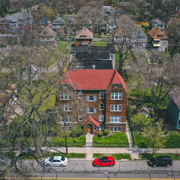 Neighborhood aerial view at Detroit Living in Detroit, Michigan