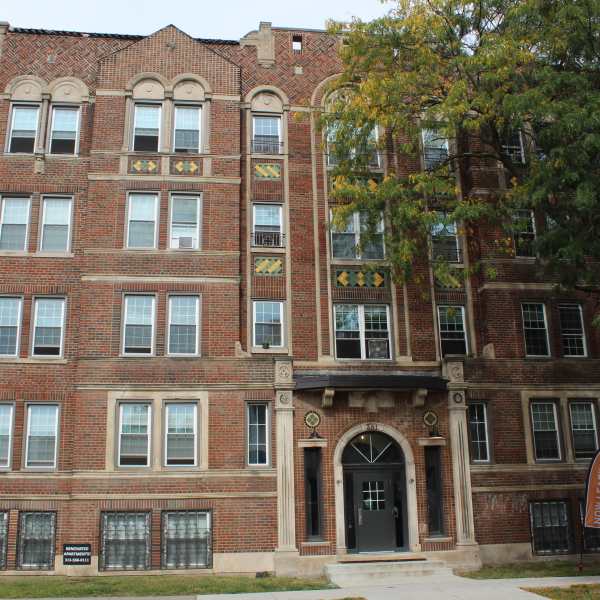 Exterior building at Detroit Living in Detroit, Michigan