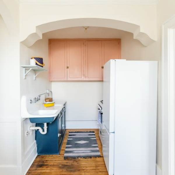 Apartment kitchen with trendy appliances at Detroit Living in Detroit,Michigan