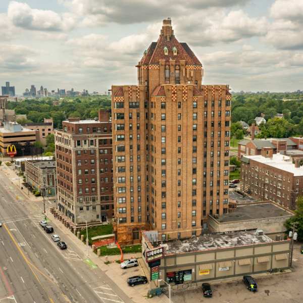 Exterior building at Detroit Living in Detroit, Michigan