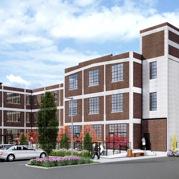 Community parking area in front of the property at Detroit Living in Detroit,Michigan