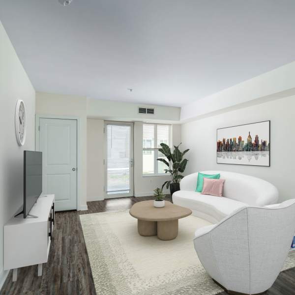 Living room with room to study or work from home atPaseo Verde Philadelphia, Pennsylvania