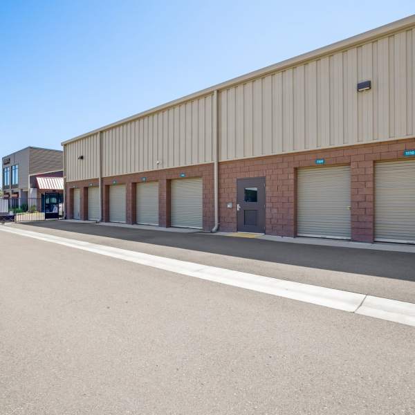 Outdoor drive-up storage units at StorQuest Self Storage in Encinitas, California