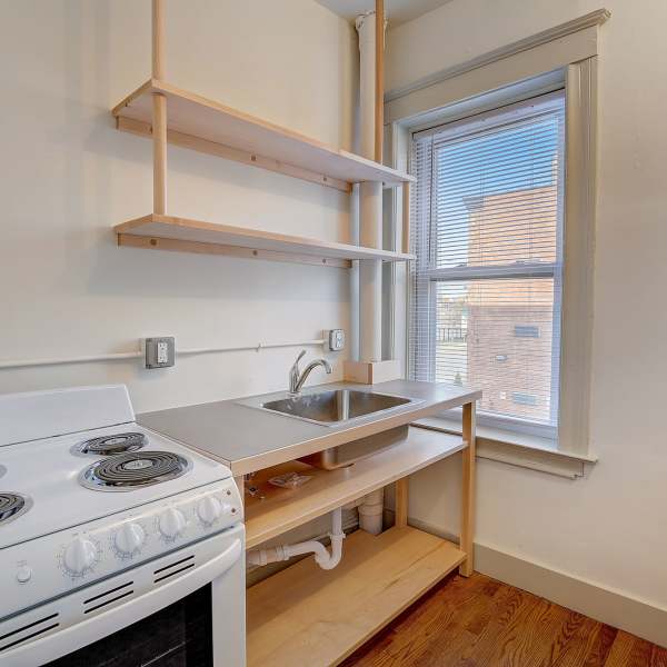 Kitchen at Detroit Living in Detroit, Michigan