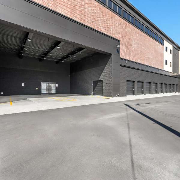 Drive-up access units and a loading bay at StorQuest Self Storage in El Cajon, California