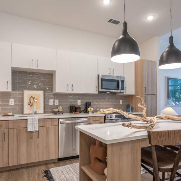Kitchen area at St. Albans Lofts in Raleigh, North Carolina