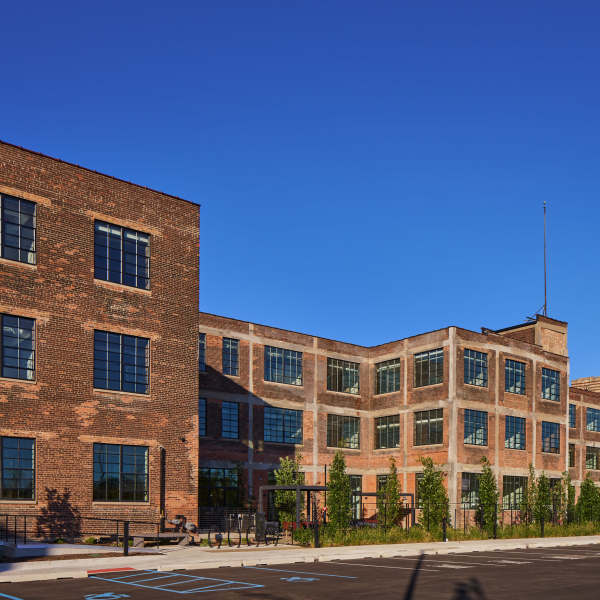 front at Detroit Living in Detroit, Michigan