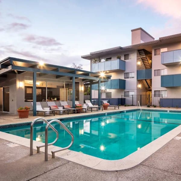 Apartments with a swimming pool for you to lounge in at ArtHaus Central in Alameda, California