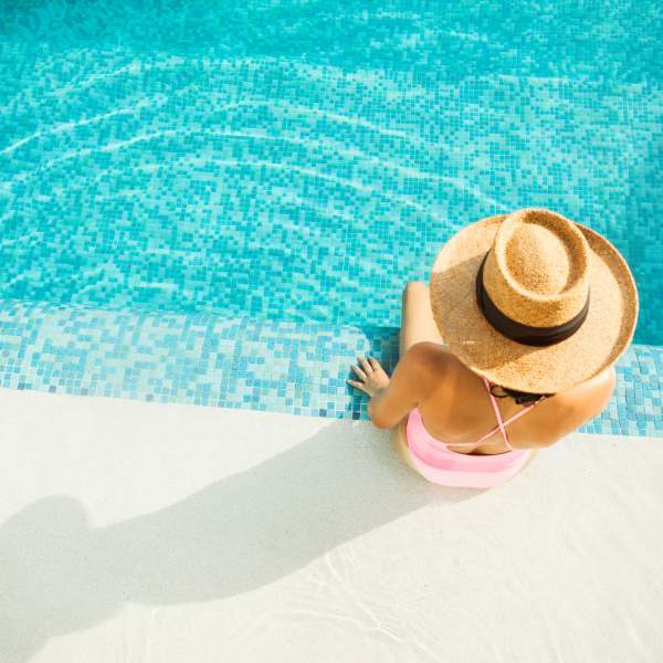 Stunning Resort Style Pool and seating area at  in 