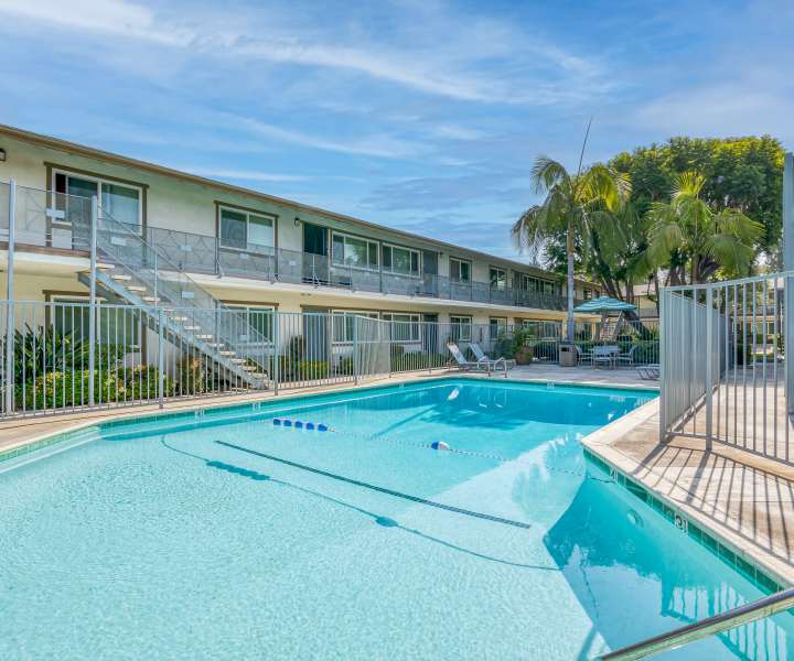 Pool at Emerald Gardens Apartments in Buena Park, California