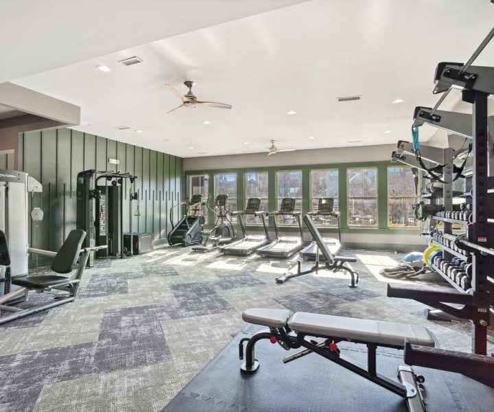 State-of-the-art fitness center at The Apartments at Brayden in Fort Mill, South Carolina