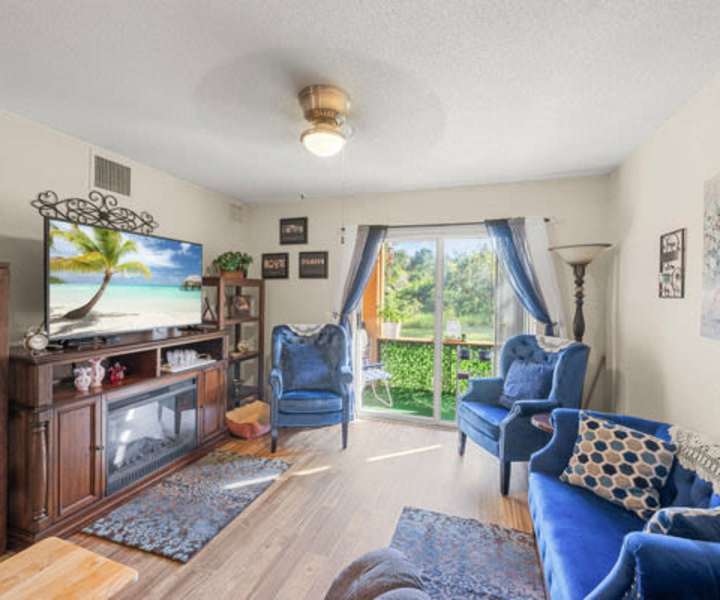 Living room at Pelican Isles Apartments in Sebastian, Florida