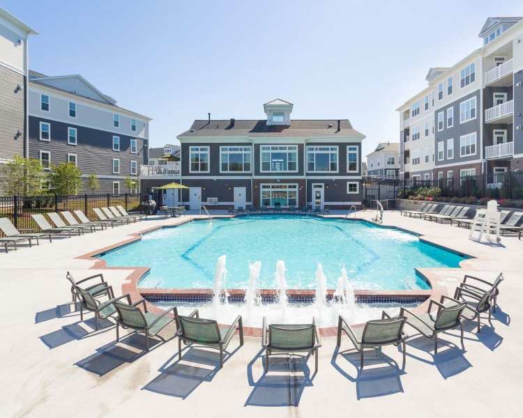 Lounge poolside at The Elms at Arcola in Dulles, Virginia