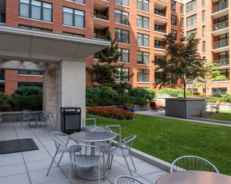 Community courtyard at The Eden in Baltimore, Maryland